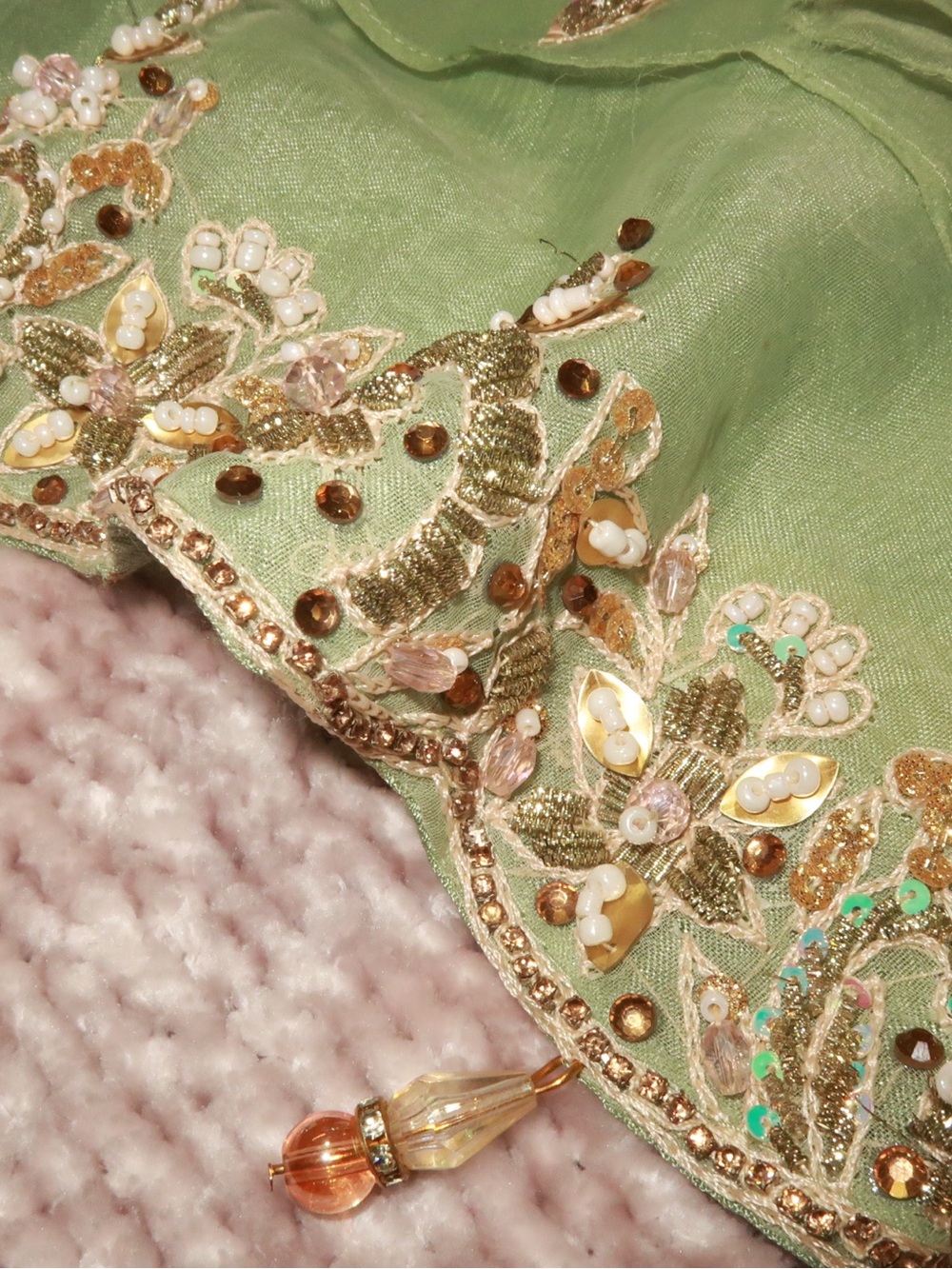 Embellished Light Green and Pink Sharara